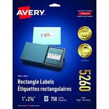 Étiquettes rectangulaires blanches Easy Peel® Paquet de 25 feuilles 2-5/8 x 1” (750)