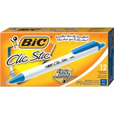 Stylos à bille rétractable Clic Stic® Boîte de 12 bleu