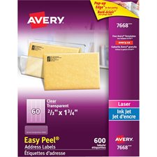 Étiquettes d'adresse transparentes Easy Peel® 2/3 x 1-3/4" (600)