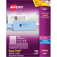 Étiquettes d'adresse transparentes Easy Peel® 1-1/3 x 4"  (140)