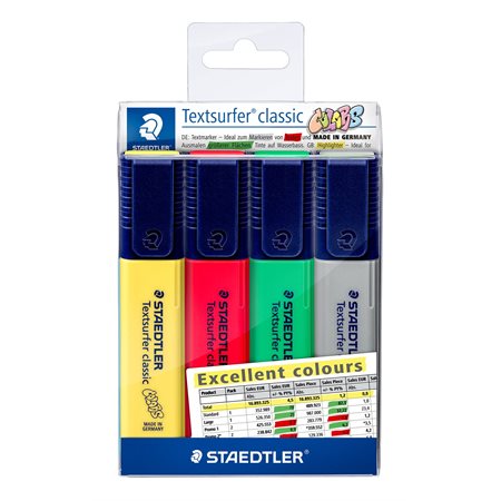 Surligneurs Staedtler Textsurfer® Classic 364 C – Excellent colours– paquet de 4