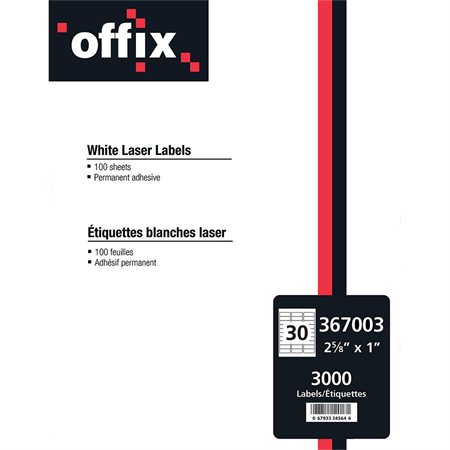 Étiquettes blanches Offix® 2-5 / 8 x 1" (3000)