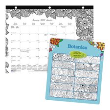 Calendrier sous-main mensuel DoodlePlan™ (2023) 11 x 8-1/2", perforé 3 trous pour reliure botanica