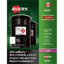 Étiquettes SGH pour produits chimiques UltraDuty™ 8-1/2x11”(50)