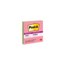 Feuillets Post-it® Super Sticky - collection Éclat de lumière 4 x 4 po, lignés bloc de 90 feuillets (pqt 3)