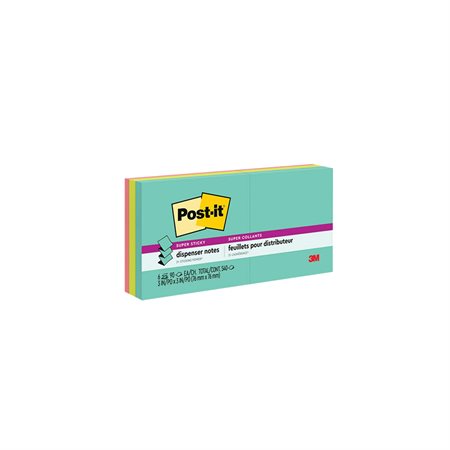 Feuillets Post-it® Super Sticky - collection Éclat de lumière Formats variés. bloc de 90 feuillets (pqt 6)