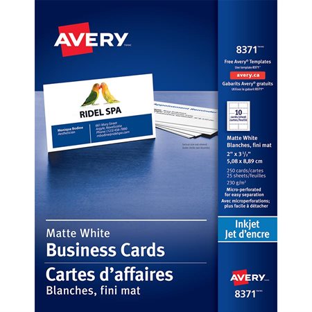 Cartes professionnelles blanc, 85 lb.