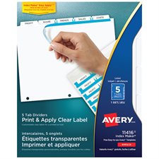 Index Maker® Dividers White. 1 set. 5 tabs