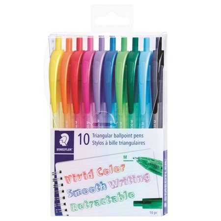 Staedtler Triangular Retractable Ballpoint Pens  – Pack of 10