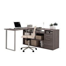 Solay L-Shaped Desk bark grey