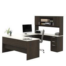 Ridgeley U-Shaped Workstation chocolate white/black