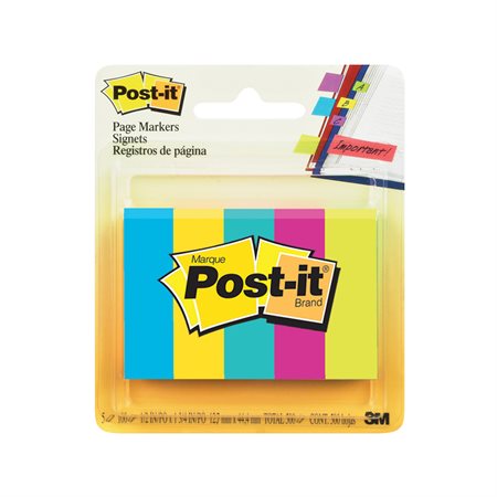 Signets Post-It® 5 blocs de 100 signets couleurs vives