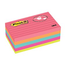 Feuillets Post-it® - collection Peptitude 3 x 5 po, lignés bloc de 100 feuillets (pqt 5)