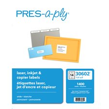 Étiquettes pour imprimante laser, jet d'encre et copieurs 4 x 1-1/3" (1400)