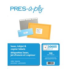 Labels Compatible Laser, Inkjet, Copiers 8-1/2 x 11" (100)