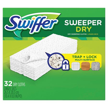 Recharge de linges secs Swiffer Sweeper Non parfumé bte 32