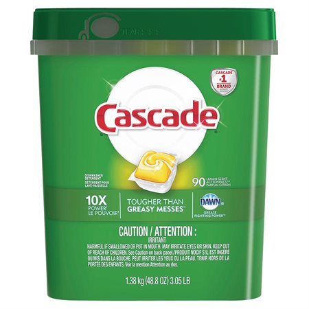 Cascade 2-in-1 Action Pacs® Dishwasher Detergent Package of 90 lemon