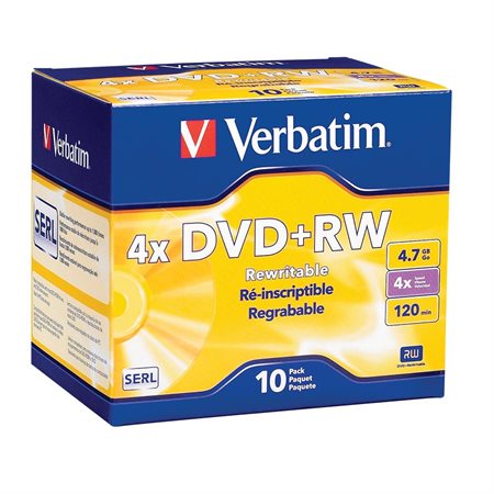 DVD+RW Rewritable Disk package of 10 (with slim case)