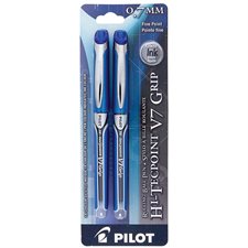 Stylos à bille roulante Hi-Tecpoint Grip V5 / V7 0,7 mm. Paquet de 2 bleu