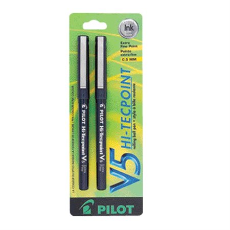 Stylos à bille roulante Hi-Tecpoint V5  /  V7 0,5 mm. Paquet de 2. V5 noir