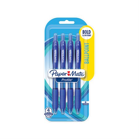 Stylo à bille rétractable Profile® 1,4 mm blue (pqt 4)