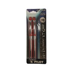 Stylos à bille roulante Hi-Tecpoint Grip V5 / V7 0,7 mm. Paquet de 2 rouge