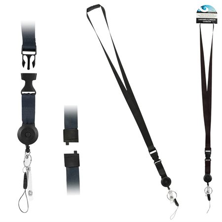 LANYARD W / REEL 17.5" BLACK