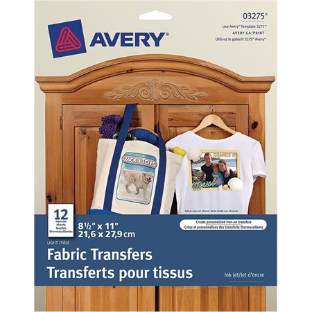 Transferts pour tissus tissu pâle (pqt 12)