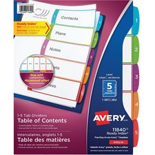 Ready Index® Customizable Table of Contents Dividers 1 - 5