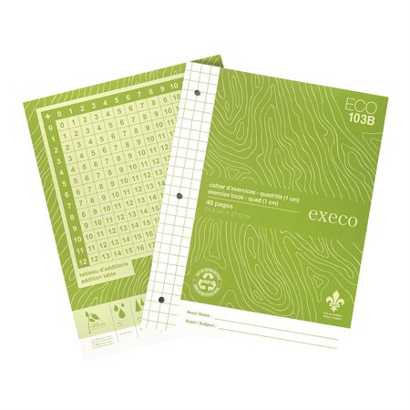 Cahier d'exercices quadrillé à 3 trous