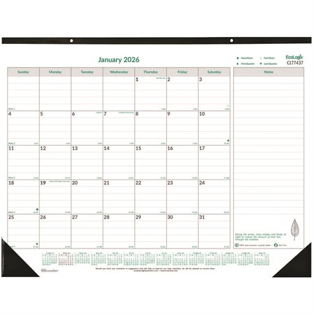 EcoLogix® Monthly Desk Pad Calendar (2025) English