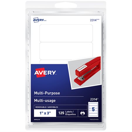 Self-Adhesive Multi-Purpose Labels Rectangular 1 x 3 in. (pkg 125)