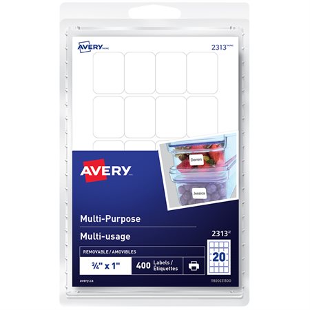 Self-Adhesive Multi-Purpose Labels Rectangular 3 / 4 x 1 in. (pkg 400)