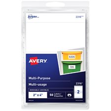 Étiquettes multi-usages autoadhésifs Rectangulaire 2 x 4 po (pqt 50)