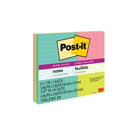 Post-it® Super Sticky Assorted Pack Supernova neons