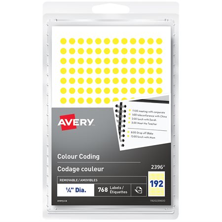 Étiquettes de codage couleur autoadhésives jaune