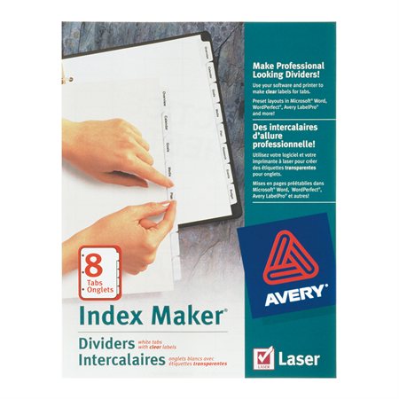 Index Maker® Dividers White. Easy Apply™. 25 sets. 8 tabs