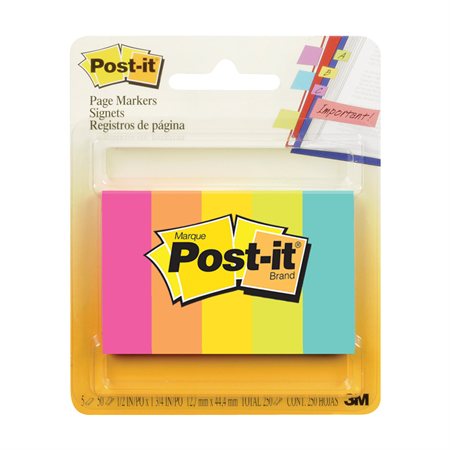 Signets Post-It® 5 blocs de 50 signets fluo