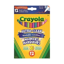 Marqueurs lavables Ultra-Clean Pointe fine couleurs vives - boîte de  12