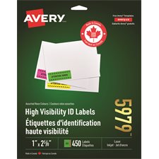 Fluorescent Labels 2-5/8 x 1”. Package of 450. assorted
