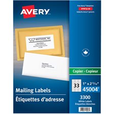 White Mailing Labels for Copier 2-13/16 x 1" (3300)