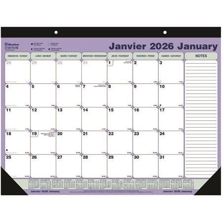 Monthly Desk Pad Calendar (2025) 21-1 / 4 x 16 in. bilingual