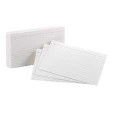 White Index Cards Ruled on one side 8 x 5"