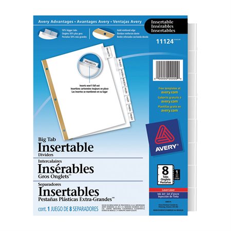 Big Tab Storage Dividers 8 tabs clear