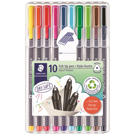 Triplus® Fineliner Marker Package of 10 assorted colours