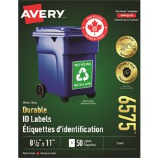 Étiquettes durables blanches TrueBlock™ 8-1/2 x 11” (50)