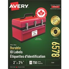 Étiquettes durables blanches TrueBlock™ 2-5/8 x 2" (750)