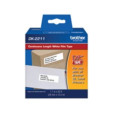 Labels for QL Printers Black/white ribbon tape 1-1/7" x 50'