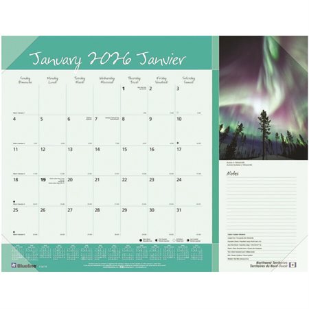 Monthly Desk Pad Calendar (2025) Canadian provinces