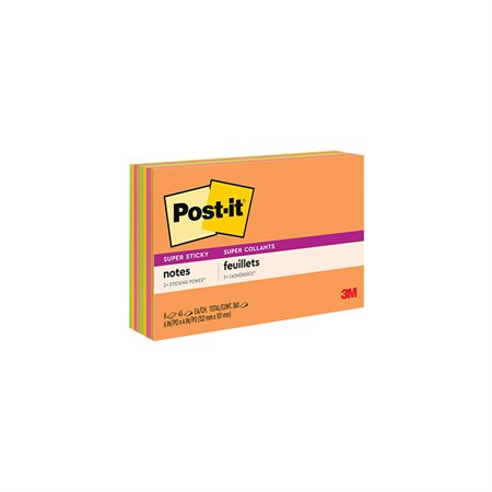 Post-it® Super Sticky Notes - Energy Boost Collection 6 x 4 in 45-sheet pad (pkg 8)